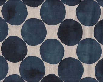 29,00 Eur/mètre toile cirée laminée tissu coton japonais 50 cm x 110 cm pois gros bleu foncé UG4002a