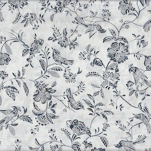 28.00 Eur/m watchcloth coated cotton from Japan 50 cm x 110 cm watchtower flowers & bird white UT0081a
