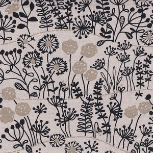 21.90 Eur/meter Japanese fabrics Modern cotton linen sold by the meter 50 cm x 110 cm Flower hill nature T570a