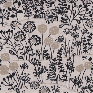 19.90 Eur/meter Japanese Fabrics Modern Cotton Linen By the Metre 50 cm x 110 cm Flower hill nature T570a