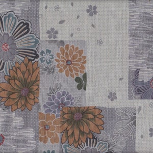 22,90 EUR/meter tyg från Japan, traditionell bomullsdobby, 50 cm x 110 cm, Kiku Patch grå B995d