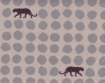 25,90 Eur/Mètre Kokka Echino Etsuko Furuya Tissu de Japon Coton Lin Toile 50 cm x 110 cm Echino Panther gris L402a