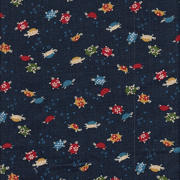 19.90 EUR/meter Japan fabric traditional cotton 50 cm x 110 cm blue fabric turtle E0116