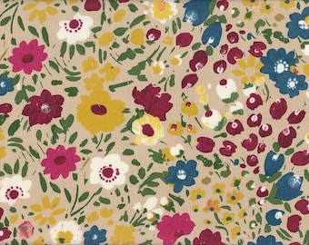 21,90 Eur/Mètre Japon Tissu Coton moderne au mètre 50 cm x 110 cm fleur prairie beige (Babycord) T5006a