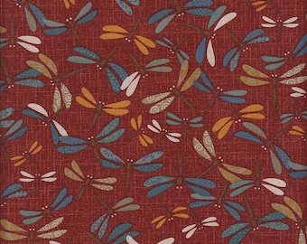 29.90 Eur/Meter oilcloth laminated Japanese cotton fabric 50 cm x 110 cm oilcloth dragonfly colorful red UE0103c