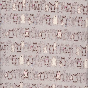 29.90 Eur/m Wachstuch laminierter japanischer Baumwollstoff double gauze Cosmo 50cm x 110cm Tiere grau UR1055d