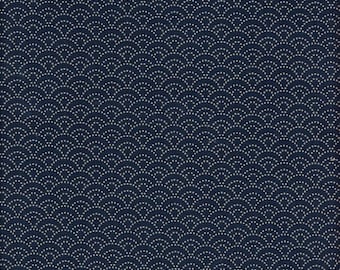 19,90 EUR/mètre Tissu Japon coton traditionnel 50 cm x 110 cm Seigaiha petit bleu D1102e