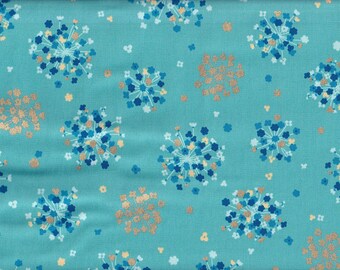28.00 Eur/Meter oilcloth coated cotton from Japan 50 cm x 110 cm Hanabi flower light blue UT561c