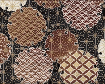 19,90 Eur/mètre Japon tissu coton traditionnel Cosmo 50 cm x 110 cm japonais mélange de motif Kamon asanoha brun C6004e