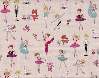 17,90 Eur/Meter Japanese fabrics Children's fabrics Cotton By the meter 50 cm x 110 cm Ballerina natural R1314a