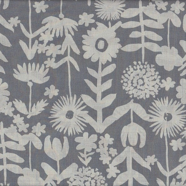 19,90 Eur/meter Japan Fabric Modern Cotton Lawn Meterware 50 cm x 110 cm Silhouet bloemgrijs T0023b