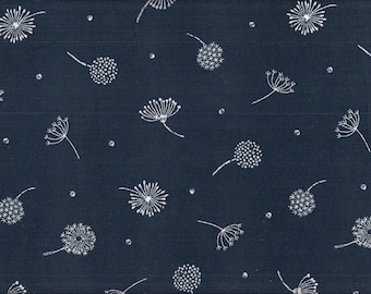 19,90 Eur/Meter Japan Fabric Modern cotton Cosmo 50 cm x 110 cm Dandelion navy (Babycord) T5001e