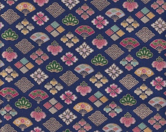 19,90 Eur/mètre tissus traditionnels japonais coton au mètre 50 cm x 110 cm Wagara sensu bleu C6008a