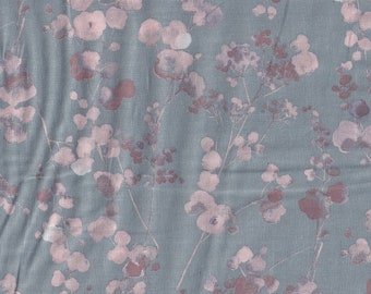 20,90 Eur/Meter Tissus japonais Linge de coton moderne Fleurs Tissu robe 50 cm x 110 cm Branches de fleurs bleu clair