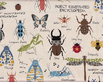 19.90 Eur/meter Japan fabric children's fabric cotton 50 cm x 110 cm Insect Encyclopedia R1176a