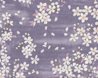 22.90 EUR/meter fabric from Japan, traditional cotton dobby, cherry blossoms, 50 cm x 110 cm, sakura lilac