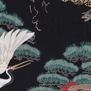19,90 Eur/metro Tessuti giapponesi motivi tradizionali cotone tessuto  kimono al metro 50 cm x 110 cm Hanakiku oro nero -  Italia