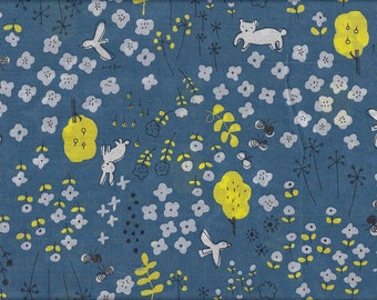 22,90 Eur/m Japanische Stoffe Modern dünne Baumwolle Lawn 50cm x 110cm Megumi blau G713e