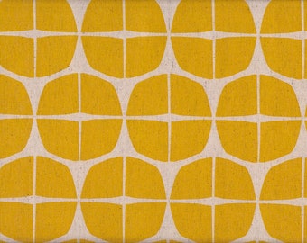 22.90 Eur/Meter Japan Fabric Modern Cotton Linen 50 cm x 110 cm Circle yellow G510b