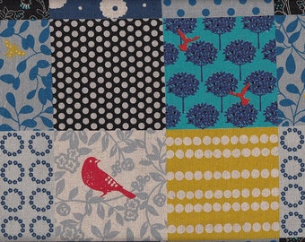 26.90 Eur/meter fabric from Japan cotton linen Kokka 50 cm x 110 cm Echino Story blue L356d
