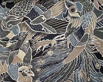 22.90 Eur/Meter Japanese fabric traditional cotton dobby rooster 50 cm x 110 cm Onagadori black C3051c