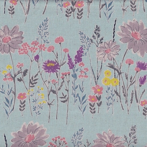 21.90 Eur/Meter Japan Fabric Modern Cotton Linen Canvas 50 cm x 110 cm Blooming Story light blue T603c