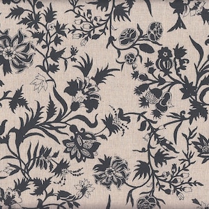 22.90 Eur/Meter Japan Fabric Modern Cotton Linen Canvas 50 cm x 110 cm Botanica black T0050e