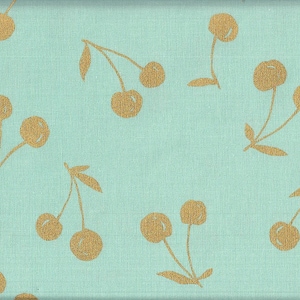 28.00 Eur/Meter oilcloth laminated Japanese cotton fabric 50 cm x 110 cm cherries mint UO519c