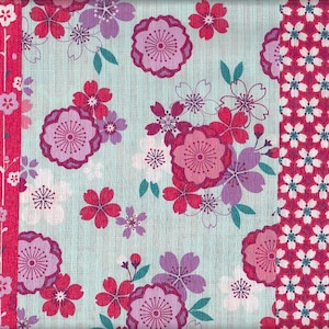 21.90 Eur/meter fabric from Japan traditional cotton dobby 50 cm x 110 cm Hannari Modern - Cherry purple B112c