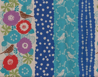 25,90 Eur/meter Kokka Echino fabric from Japan cotton linen canvas 50 cm x 110 cm Echino Peck blue L414a