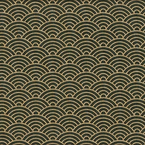 29.90 Eur/meter laminated Japanese cotton fabric oilcloth 50 cm x 110 cm oilcloth Seigaiha green gold UD1005d