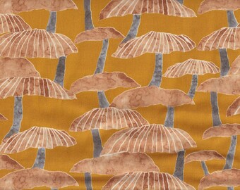 19,90 Eur/Meter Japanese fabrics Cosmo Oxford cotton 50 cm x 110 cm mushrooms yellow O704b