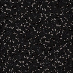 19,90 Eur/meter Japan fabric traditional cotton 50 cm x 110 cm dragonflies small black D2102h