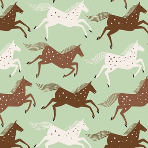 21,90 Eur/meter Loes van Oosten cotton by the meter 50 cm x 110 cm Cotton+Steel Wild & Free - Wild Horses - Reflection N169a
