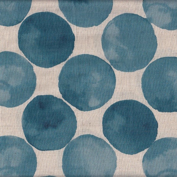21.90 Eur/mètre Tissu japonais Kokka coton lin moderne 50 cm x 110 cm pois gros bleu G4002c