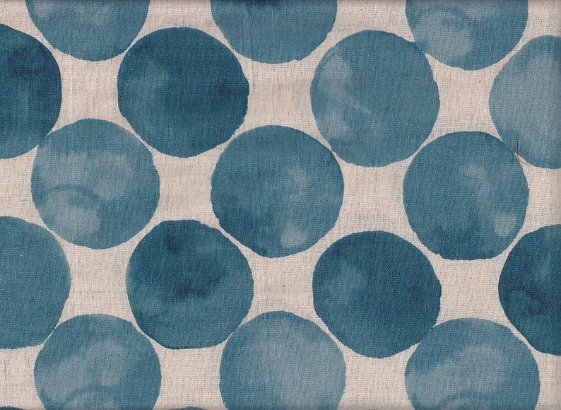 21.90 Eur/meter Japan fabric Kokka modern cotton linen 50 cm x 110 cm dots large blue G4002c image 1