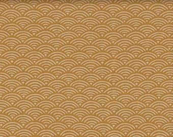 19,90 Eur/m  Japan Stoff traditionell Baumwolle 50cm x 110cm Seigaiha gelb D1101a