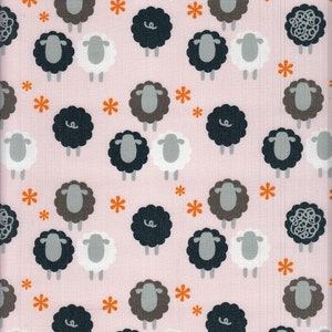28.00 Eur/Meter Oilcloth laminated Japanese cotton fabric 50 cm x 110 cm Oilcloth sheep pink UP757a