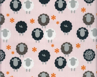 28.00 Eur/Meter wax cloth laminated Japanese cotton fabric 50 cm x 110 cm watchtower sheep pink UP757a