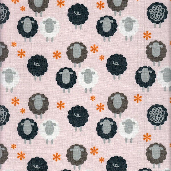 28.00 Eur/Meter wax cloth laminated Japanese cotton fabric 50 cm x 110 cm watchtower sheep pink UP757a