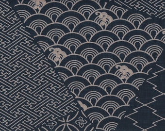 35.90 EUR/meter traditional Japanese fabrics cotton by the meter 50 cm x 110 cm Patch Seigaiha blue E2131a