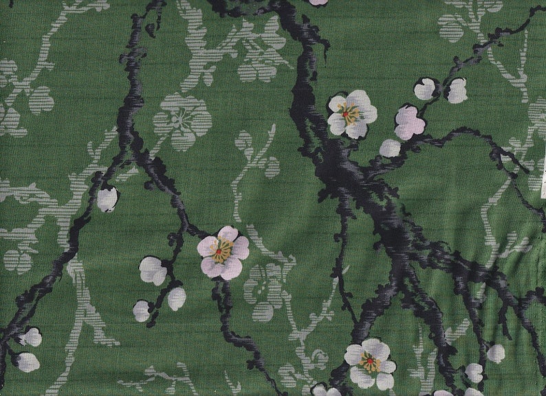 19,90 EUR/mètre Tissu Japon coton Kokka 50 cm x 110 cm branches de fleurs jaune B273d Vert