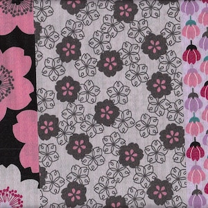 21.90 Eur/meter fabric from Japan traditional cotton dobby 50 cm x 110 cm Hannari Modern - Cherry black B112e