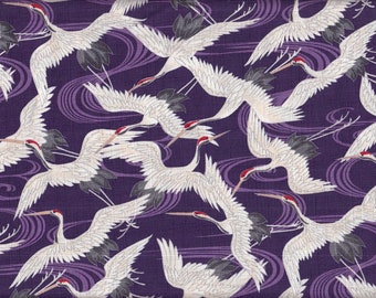 19.90 Eur/meter Japan fabric traditional cotton dobby 50 cm x 110 cm crane purple C3025c