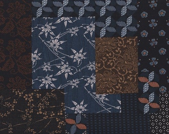 19,90 Eur/mètre tissus traditionnels japonais coton au mètre lapin 50 cm x 110 cm Hana Patch bleu C7002a