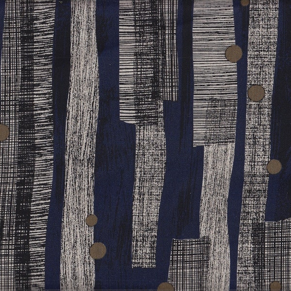 20.90 Eur/Meter Japan Fabric Modern Cotton Linen Canvas Kokka 50 cm x 110 cm Black & White - Stripes navy G591d