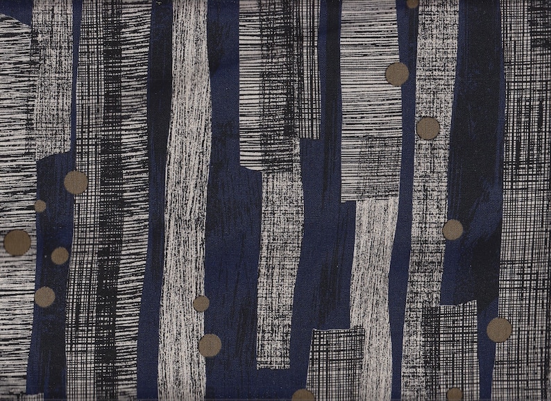 20.90 Eur/Meter Japan Fabric Modern Cotton Linen Canvas Kokka 50 cm x 110 cm Black & White Stripes navy G591d image 1