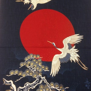 Japanese Noren Panel Japanese Fabric Cotton 48 cm x 110 cm Panel Crane & Matsu VP05-098