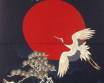Japanese Noren panel Japanese fabric cotton 48 cm x 110 cm panel crane VP05