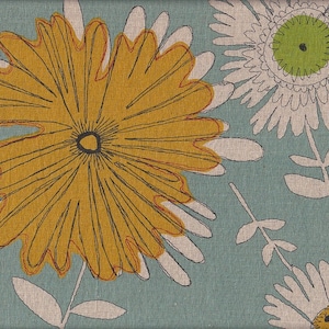 21.90 Eur/meter fabric from Japan cotton linen sold by the meter 50 cm x 110 cm flowers seafoam T105c